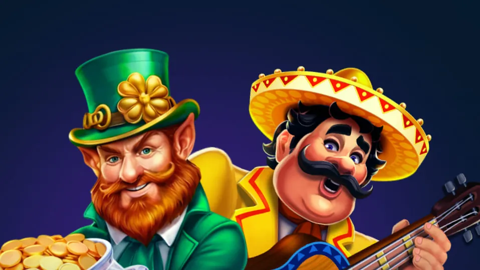 Betory toernooien: kabouter met een pot goud en een gitarist in sombrero uit een provider-event