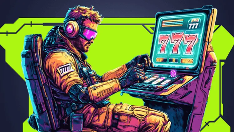 Betory welkomstbonus: speler aan een neon gokkast met 777